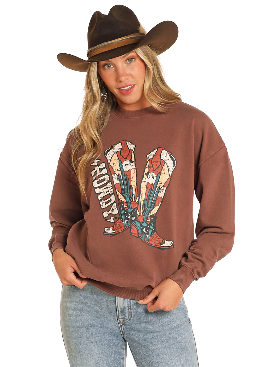 Panhandle Slim Chocolate Oversized Howdy Sweatshirt