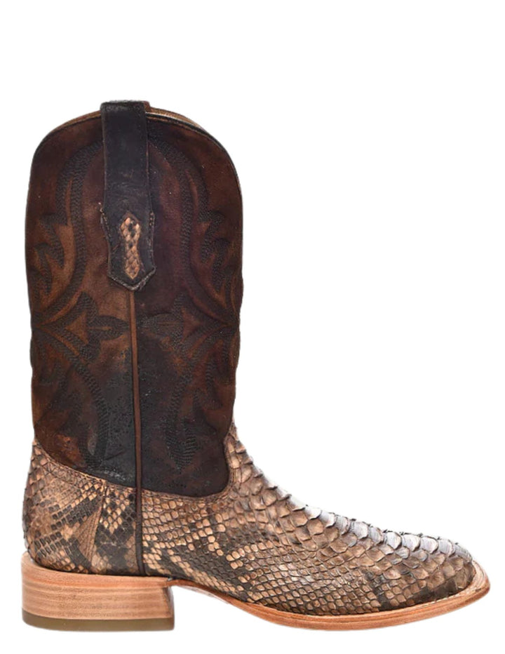 Corral Mens Brown Python Wide Square Toe Boots