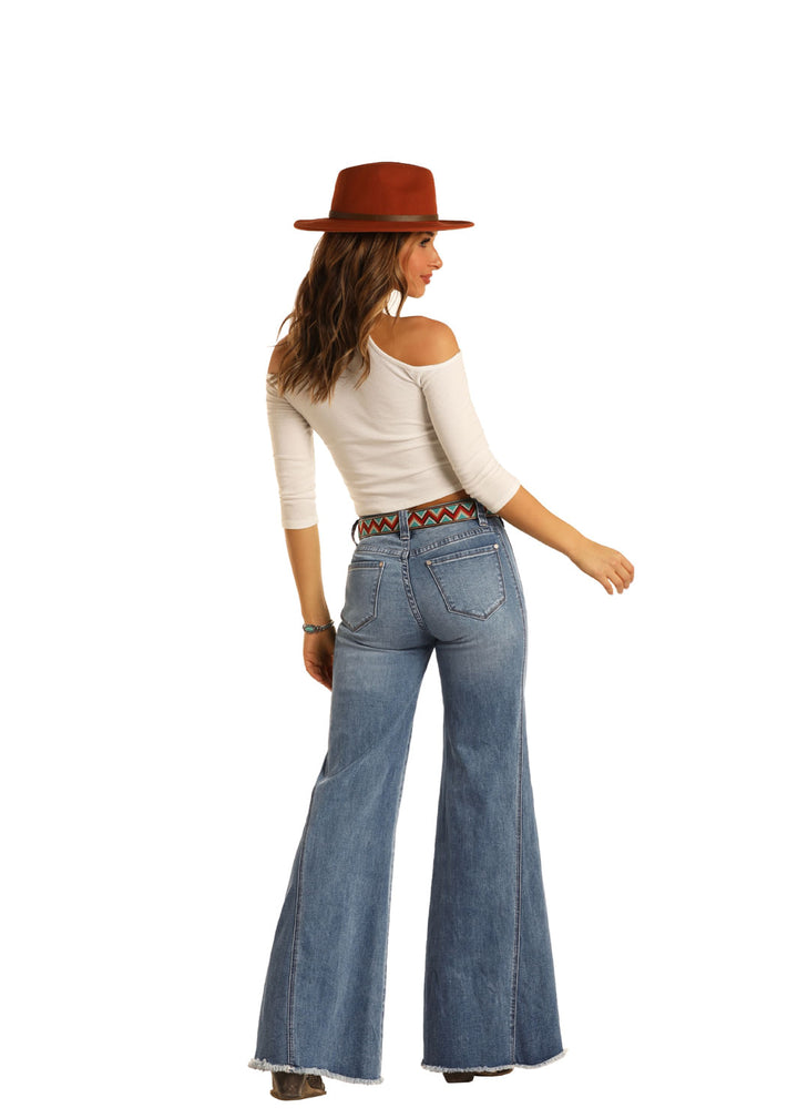 Ladies Panhandle Slim Light Wash Palazzo Jeans