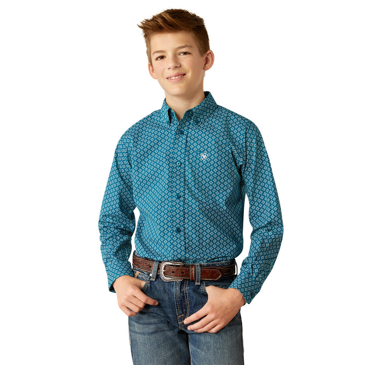 Ariat Boys Dark Teal Petey Classic Fit Shirt