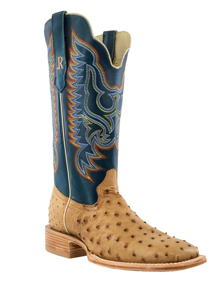 R. Watson Mens Full Quill Ostrich Wide Square Toe Boots