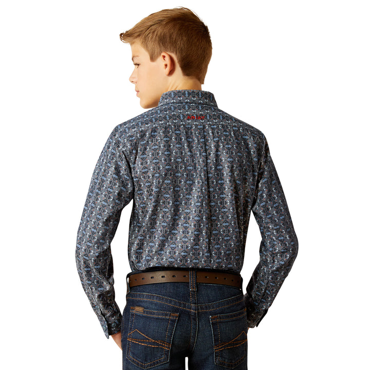 Ariat Boys Rochard Chambray Blue Long Sleeve Shirt