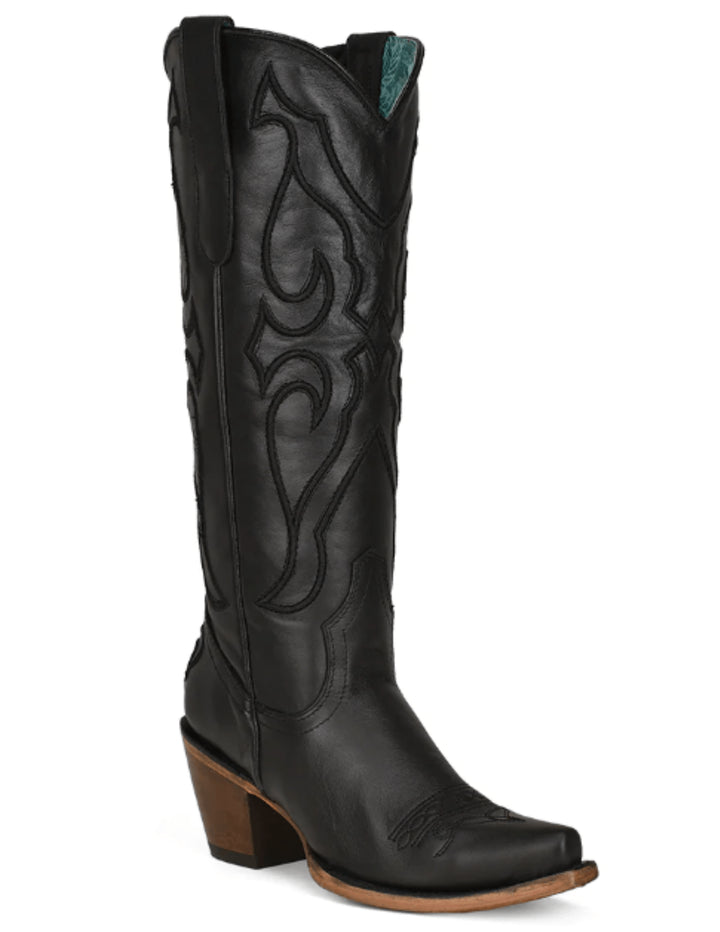 Corral Womens Black Tall Top Matching Stitch Pattern Boots