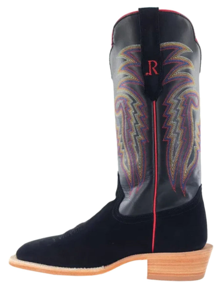 R. Watson Mens Black Roughout Boots