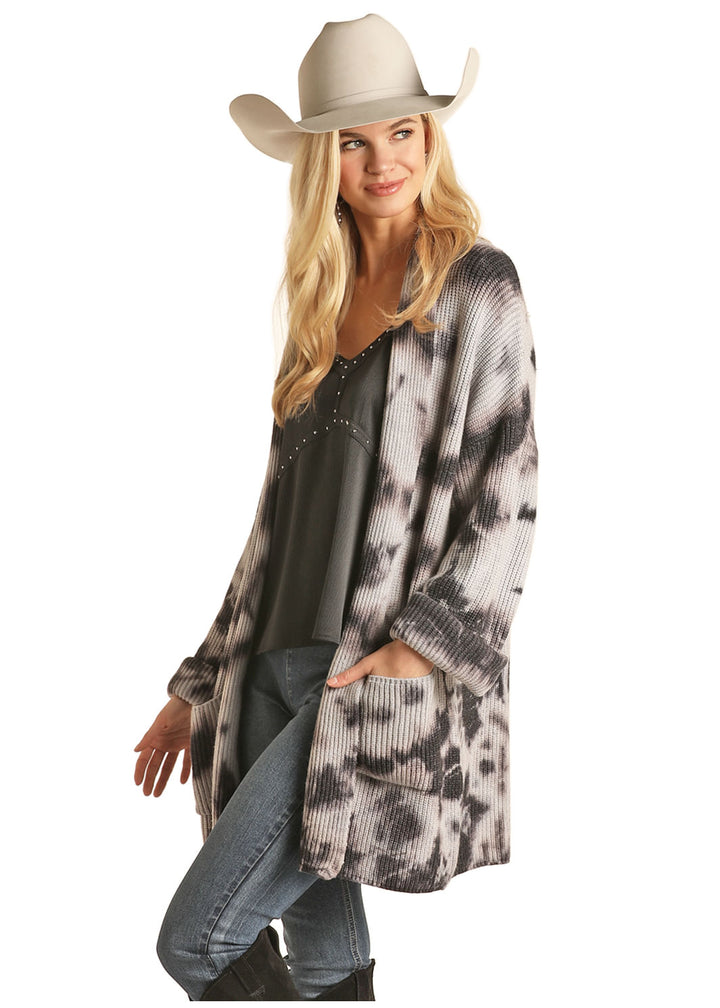 Panhandle Slim Womens Charcoal Tie Dye Cardigan