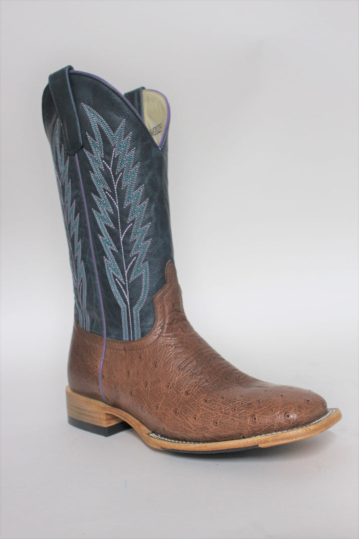 Ladies Macie Bean Rum Brown Smooth Ostrich Print  Boots