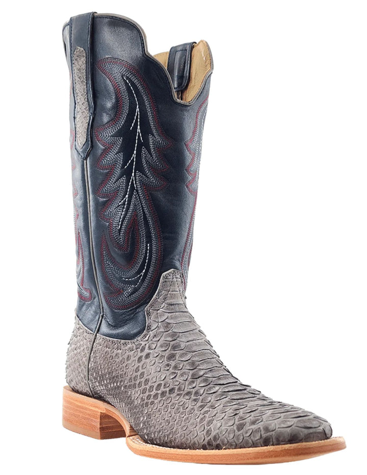 R. Watson Mens Grey Sueded Python Boots