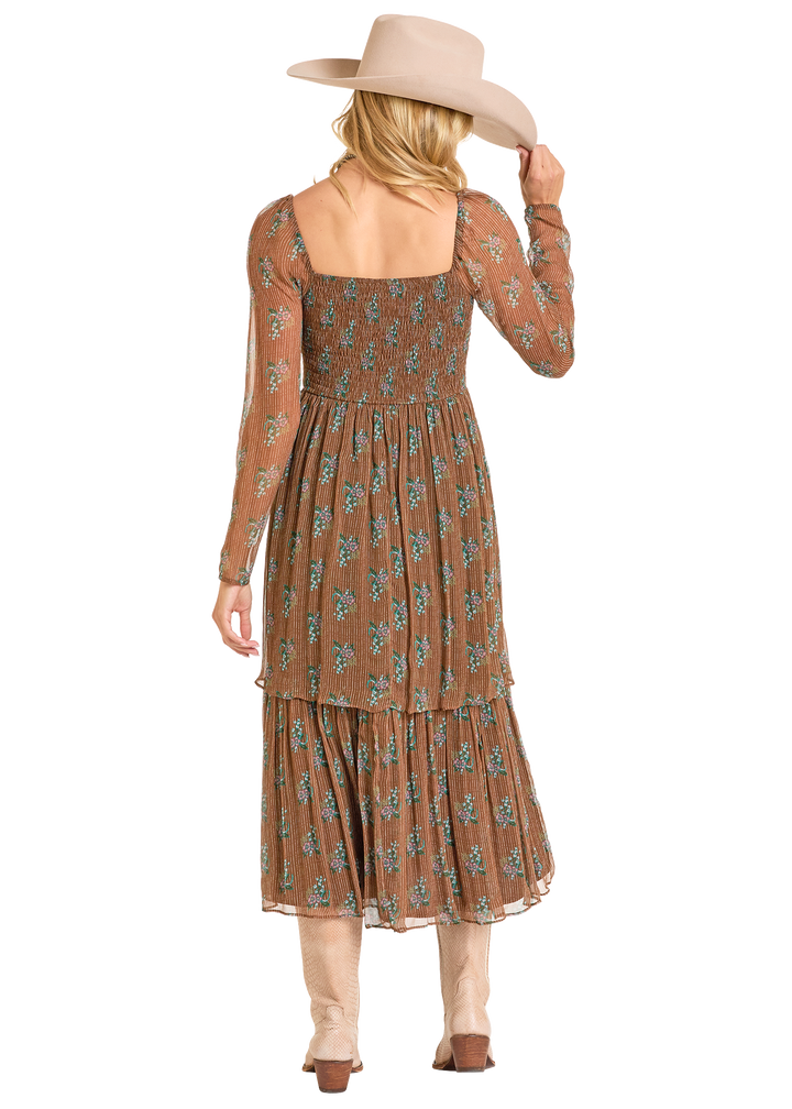 Panhandle Womens Striped Floral Dress