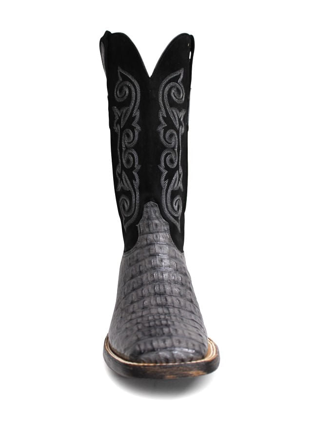 Black Jack Mens Caiman Smoke Grey Hornback Boots