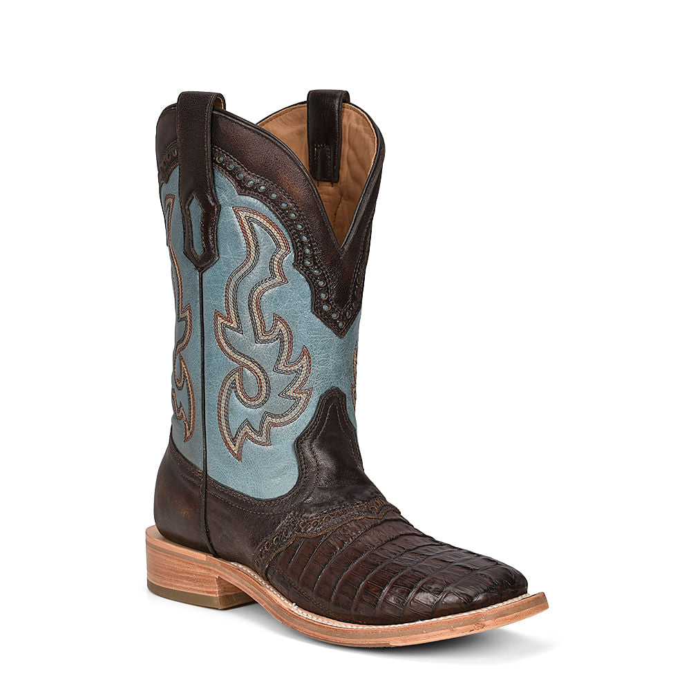 Corral Mens Brown and Blue Caiman Boots