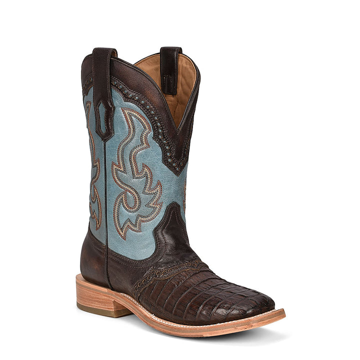 Corral Mens Brown and Blue Caiman Boots