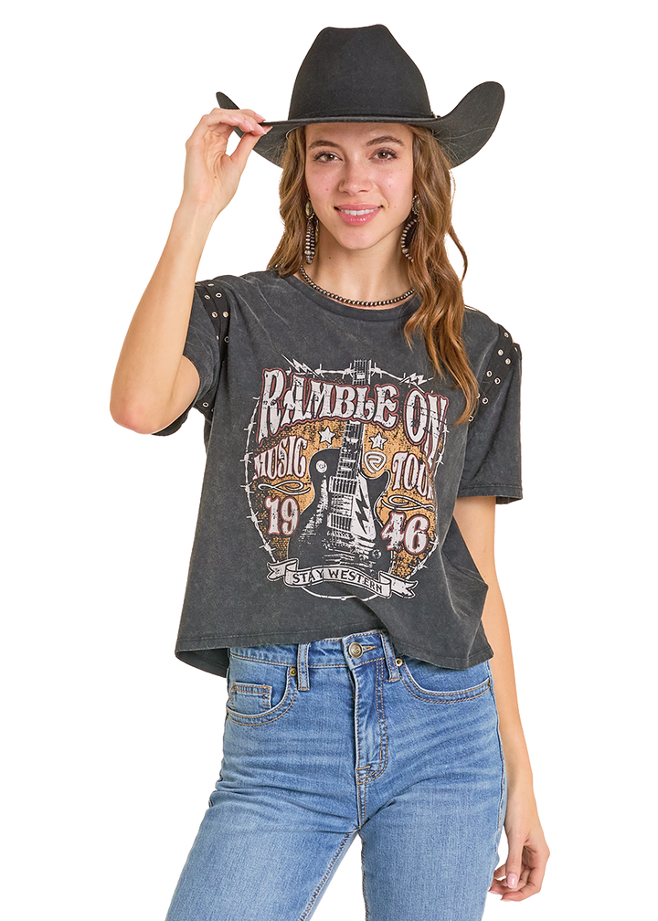 Panhandle Womens Ramble On Black Graphic Tee