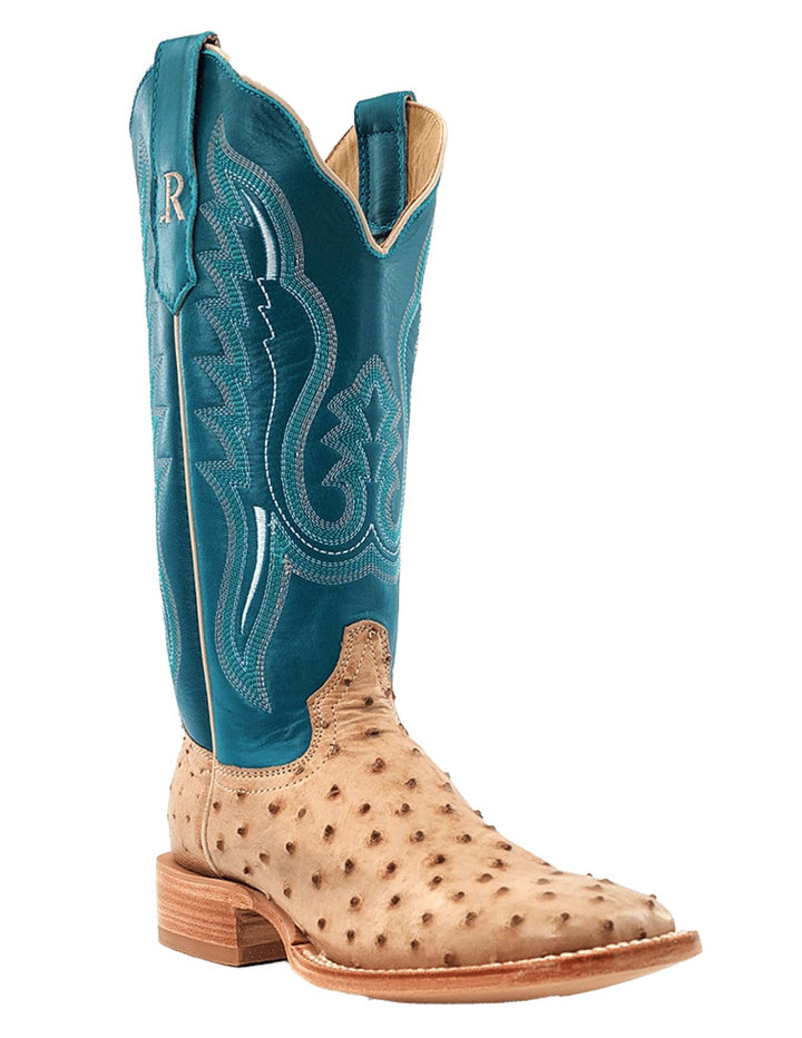 R. Watson Womens Sand Full Quill Ostrich Boots