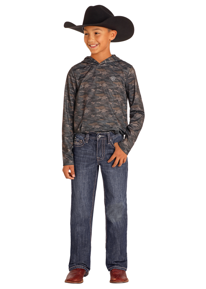 Panhandle Boys Regular Fit Two-Tone Stitch Bootcut Jeans