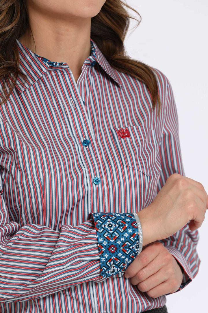 Cinch Womens Multi Striped Long Sleeve Shirt