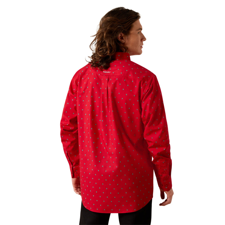 Ariat Mens Truett Red Fitted Long Sleeve Shirt