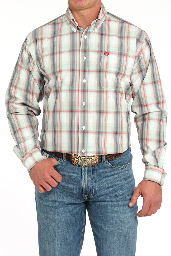 Cinch Mens Plaid Long Sleeve Shirt
