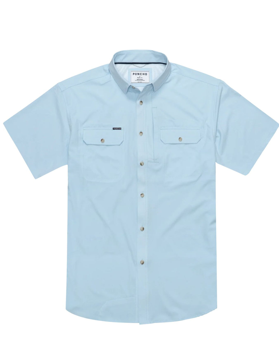 Poncho Mens Blue Steel Short Sleeve Shirt