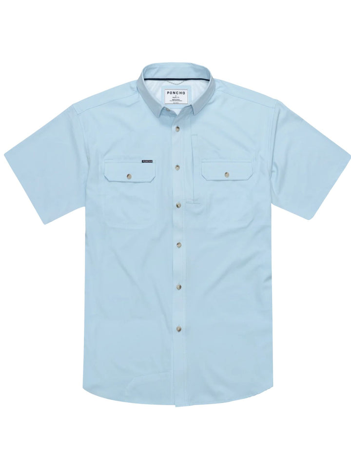 Poncho Mens Blue Steel Short Sleeve Shirt