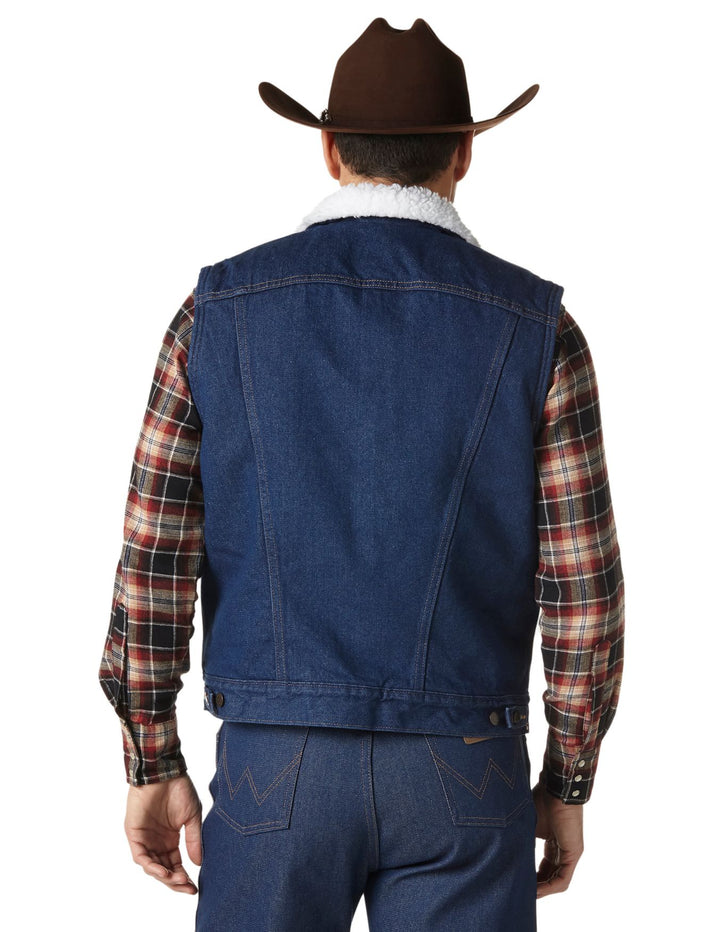 Wrangler Mens Sherpa Lined Denim Vest