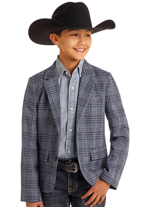 Panhandle Boys Blue Plaid Sports Coat