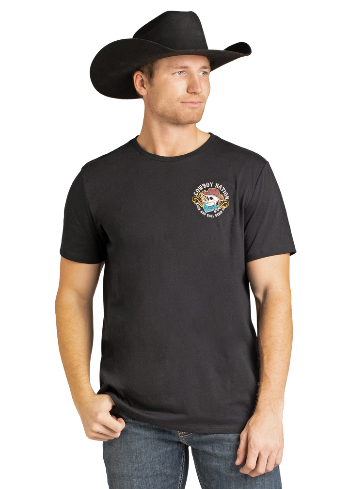 Panhandle Mens Black Skull Graphic T-Shirt