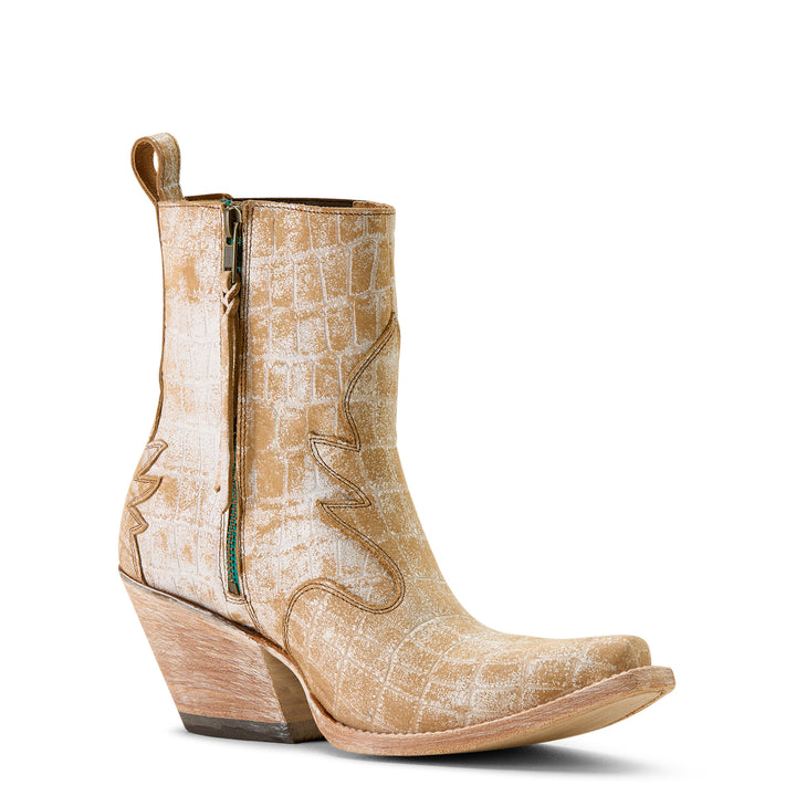 Ariat Womens Distressed Croc Print Western Booties