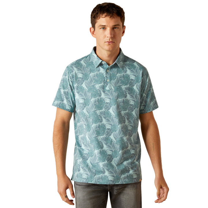 Ariat Mens Blue Palm Retro Polo