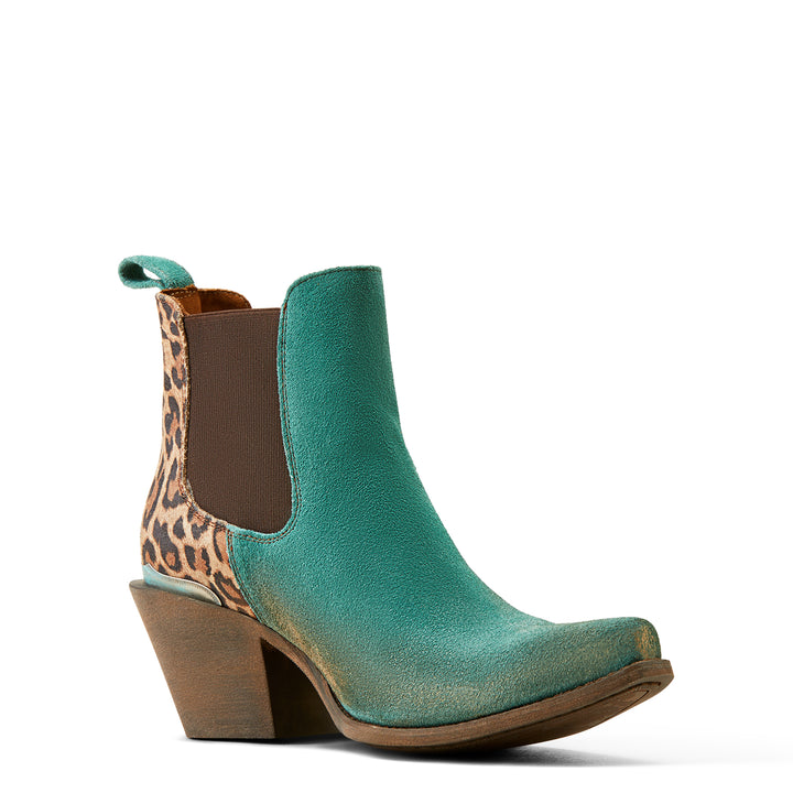 Ariat Womens Bradley Turquoise Leopard Booties