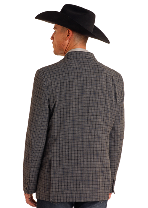 Panhandle Mens Grey Plaid Sport Coat