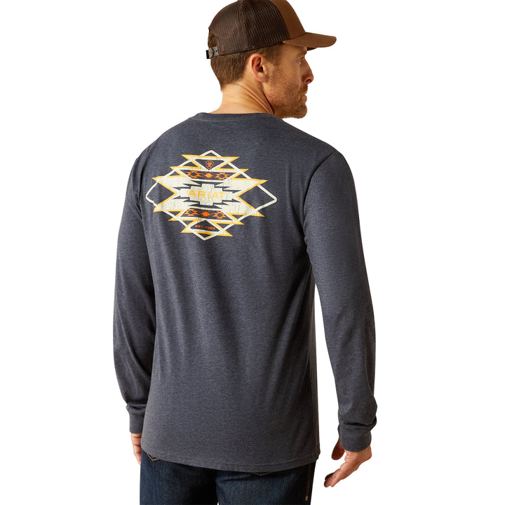 Ariat Mens Saltillo Heather Navy Long Sleeve T-Shirt