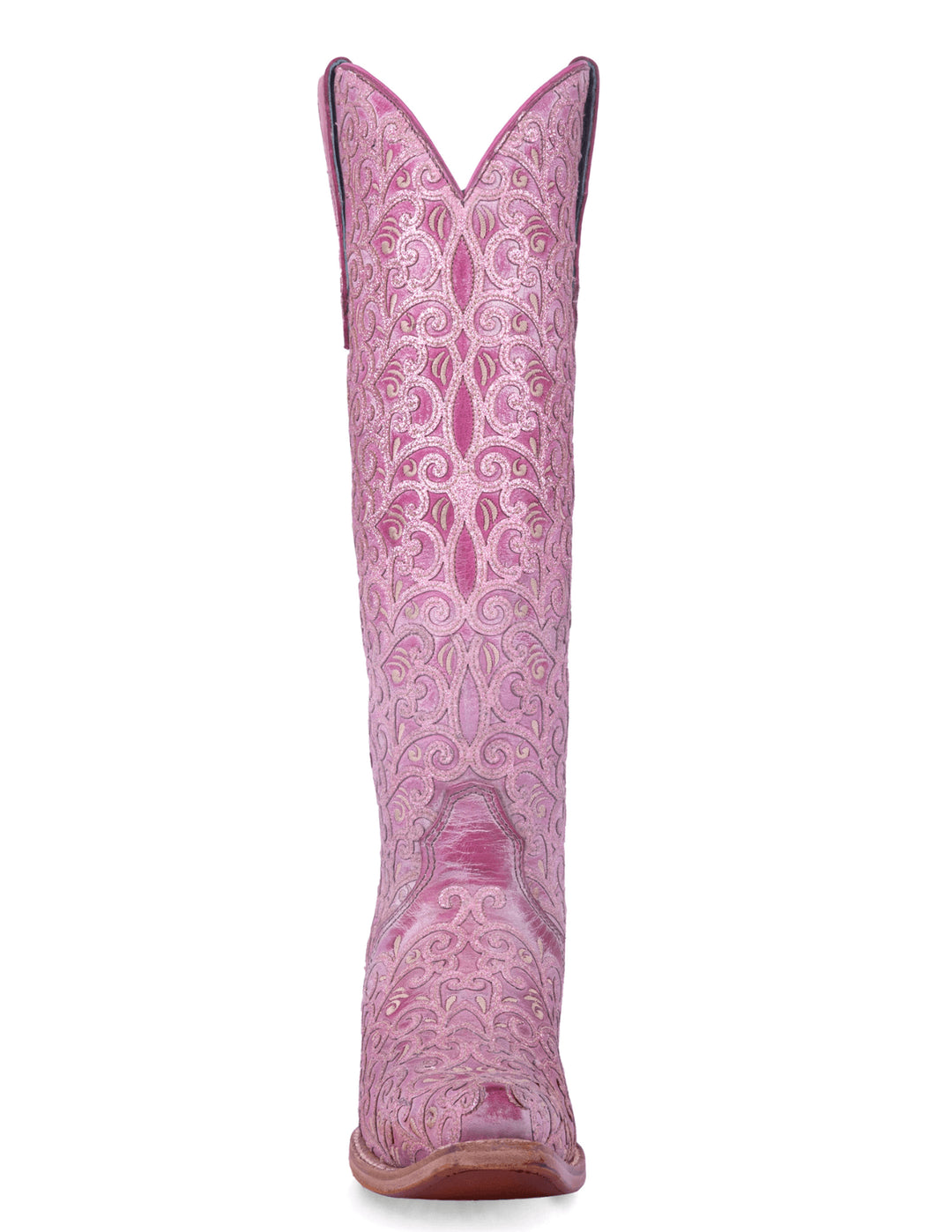 Corral Womens Pink Glitter Overlay & Embroidery Triad Boots