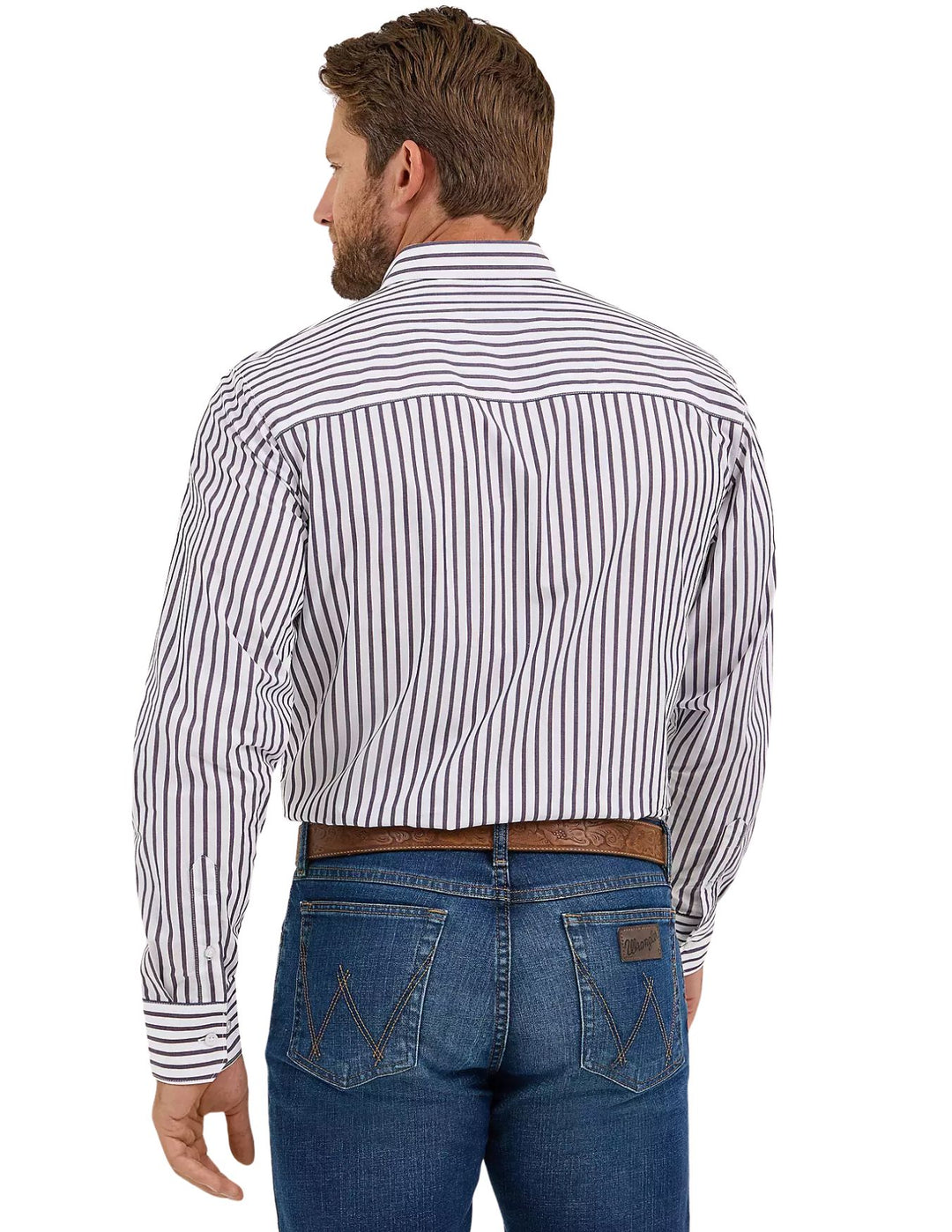 Wrangler Mens Navy White Striped Long Sleeve Shirt