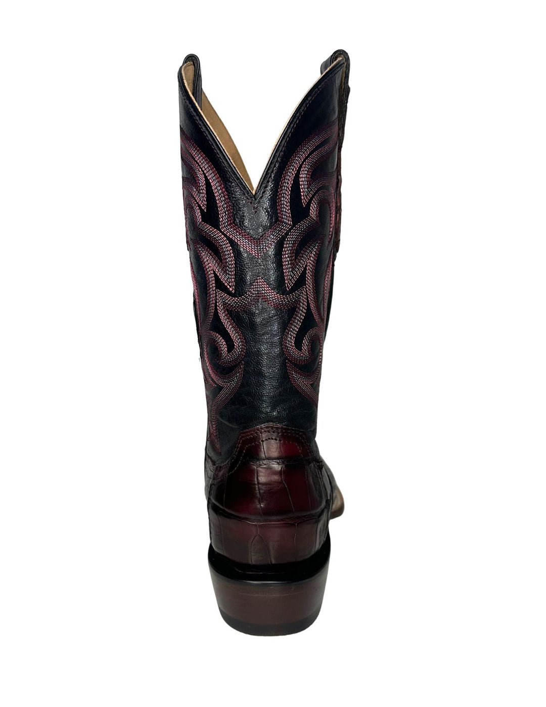 Lucchese Mens Hendrik Black Cherry Caiman Tail Boots