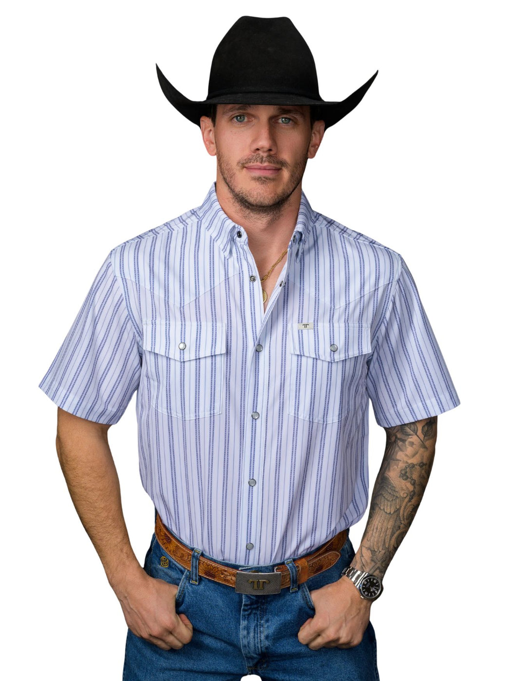 Ferrell Mens The Jack in Blue Short Sleeve Shirt