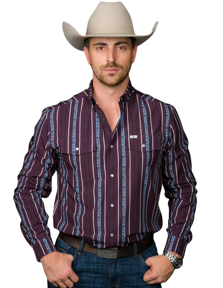 Ferrell Mens The Reid Long Sleeve Pearl Snap Shirt