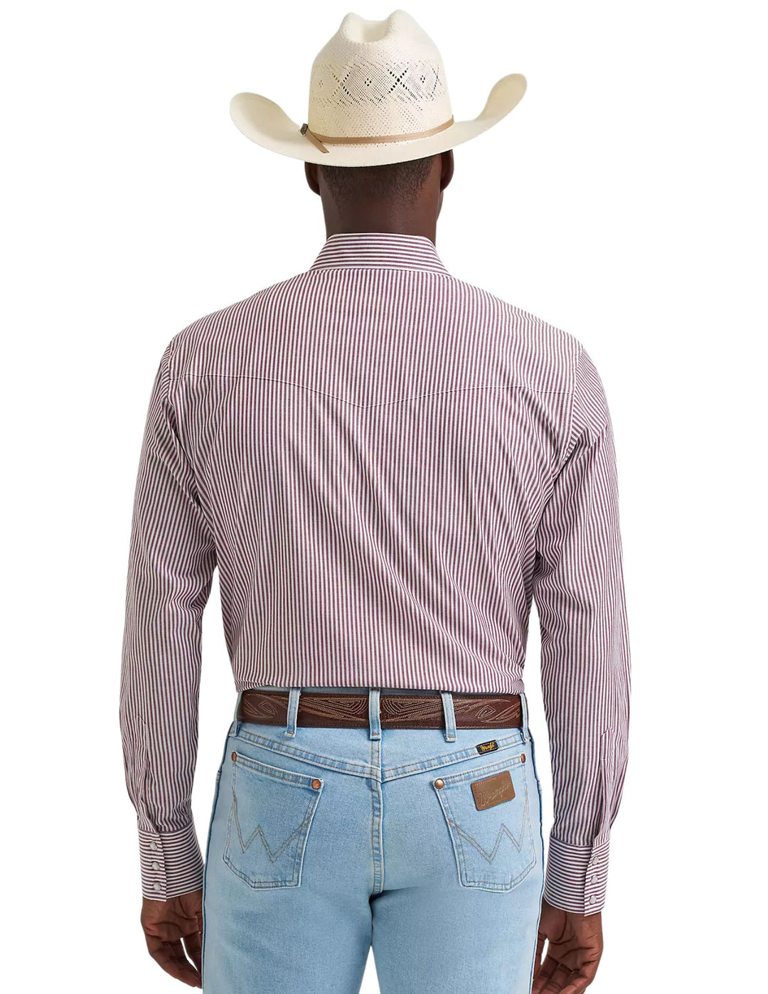 Wrangler Mens Wrinkle Resist Long Sleeve Western Snap Stripe Shirt