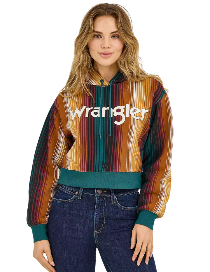 Wrangler Womens Striped Serape Cropped Hoodie