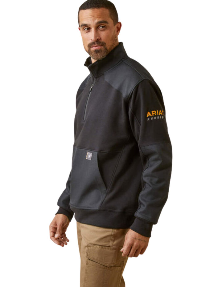 Ariat Mens Black Rebar Workman Duracanvas 1/4 Zip Sweatshirt