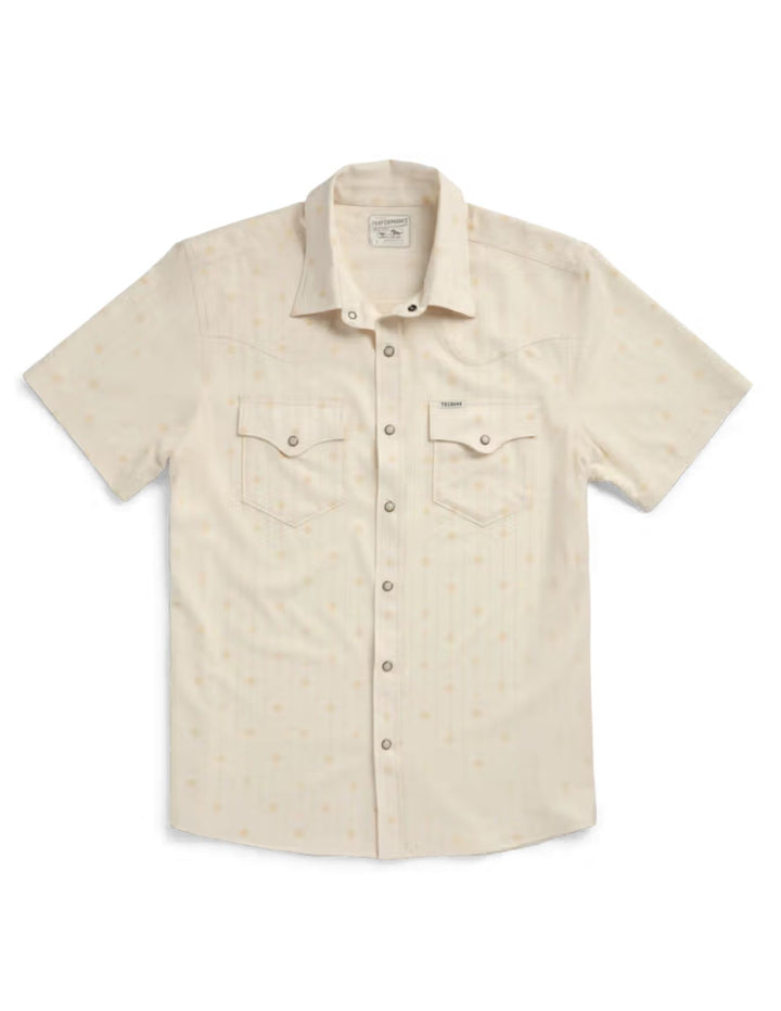 Tecovas Mens Light Sand Performance Western Short Sleeve Pearl Snap Shirt
