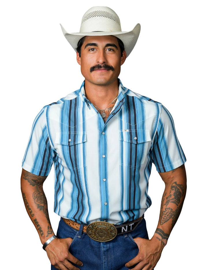Ferrell Mens The Harrison Blue Short Sleeve Shirt