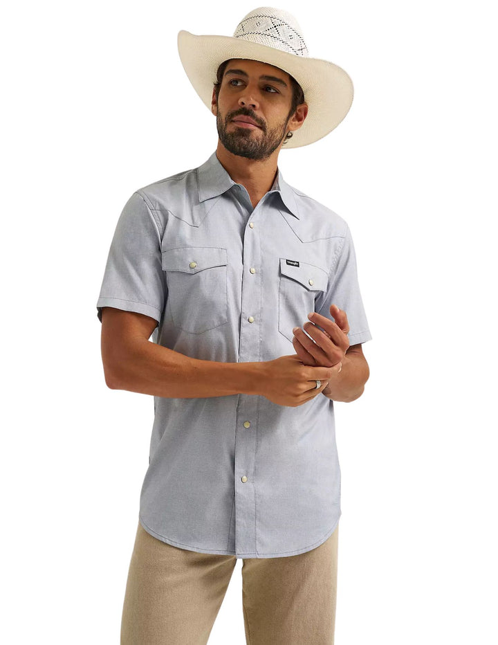 Wrangler Mens Grey All Terrain Gear Drover Short Sleeve Utility Shirt