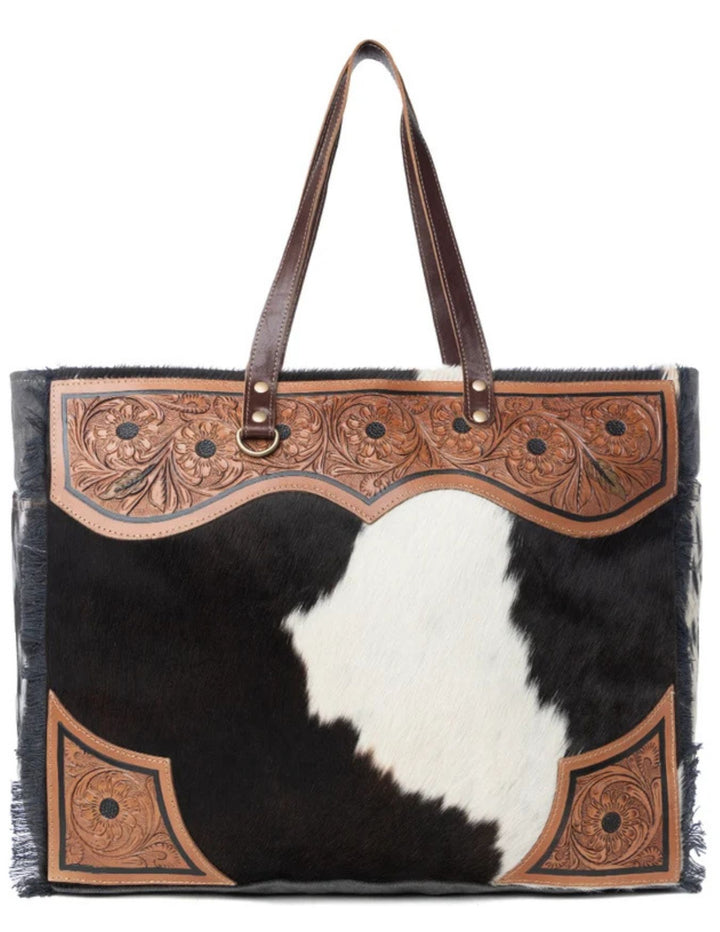 Myra Womens Cartwright Hand-Tooled Shoulder Bag