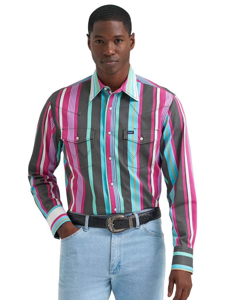 45R(45rpm 45アールピーエム) バンドカラーピンタック コットンカットソーブラウス シャツ【LSHA69237】 Wrangler Mens Desert Dusk Vintage-Inspired Brushpopper Western