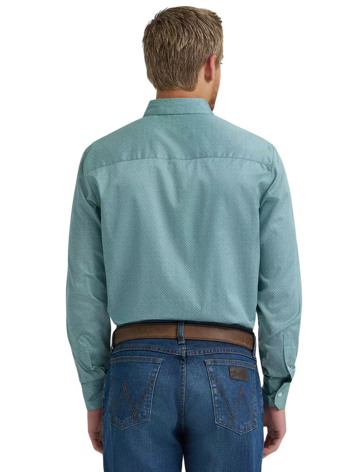 Wrangler Mens Green Weave Long Sleeve Shirt