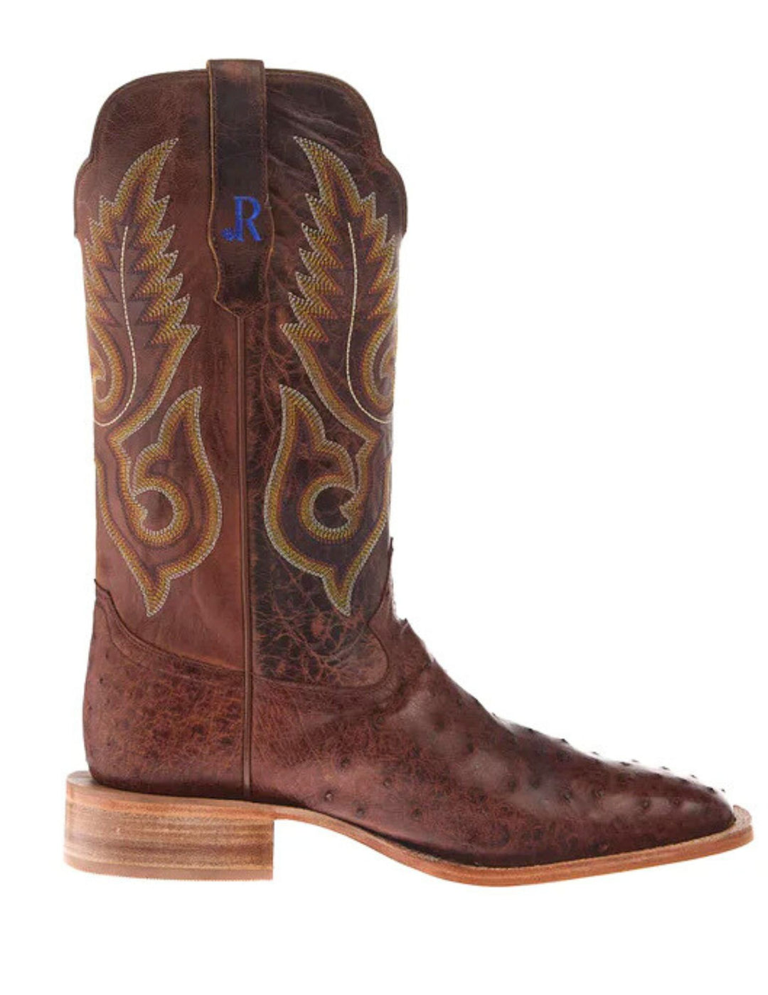 R. Watson Mens Brass Full Quill Ostrich Boots
