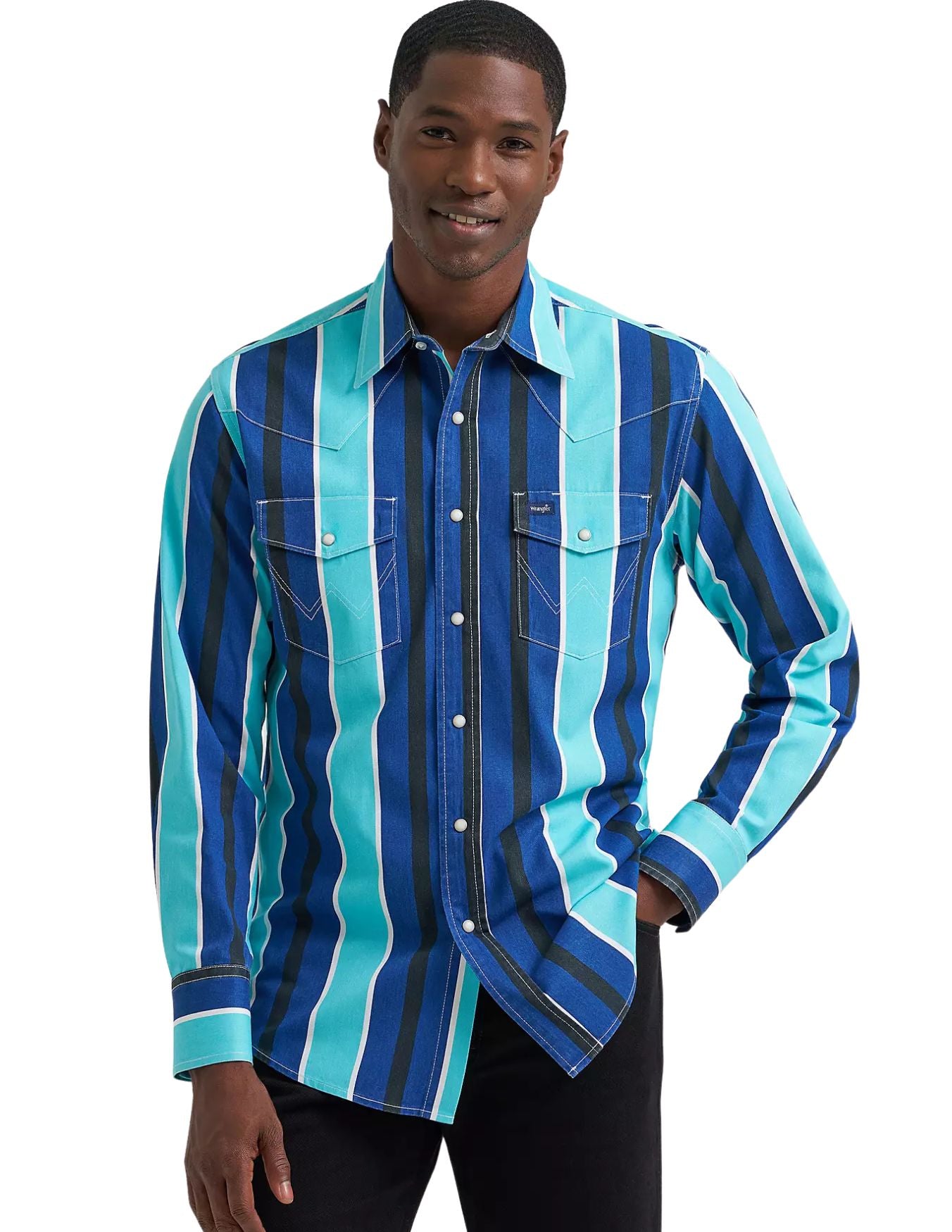 Wrangler Mens Cobalt Storm Vintage-Inspired Brushpopper Western