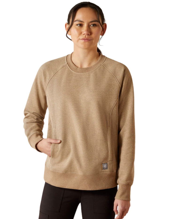 Ariat Womens Oatmeal Heather Rebar Lightweight Fleece Sweatshirt