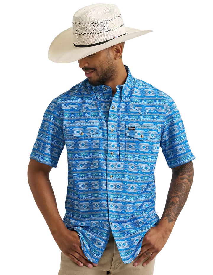 Wrangler Mens Blue Print Performance Shirt