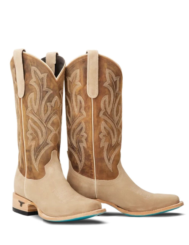 Lane Womens Latte Suede and Burnt Caramel Square Toe Boots